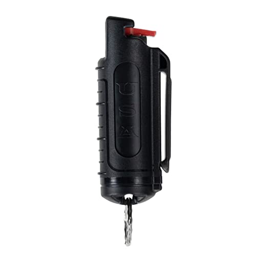 Police Magnum Keychain Pepper Spray Self Defense Belt Clip Holder- Tactical Maximum Strength OC with Dye- Small Safety Key Chain for Women & Men- Made in The USA- 1 Pack Black INJ