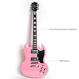 Fojill FSG-60 Solid Body Full Size Canadian Maple Neck Genuine Rosewood Fretboard Fingerboard Mahoghany Body Electric Guitar(Pink)