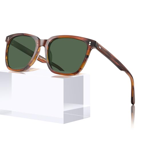 CARFIA Retro Acetate Polarized Sunglasses for Men UV400 Protection Driving Outdoor Anti-Glare Sun Glasses
