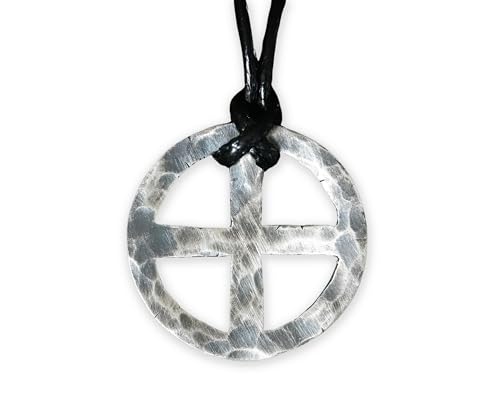 Baldur Jewelry - Hand Hammered Solar Cross Neklace - Sun Cross Necklace - Sun Wheel Pendant Necklace - Sun Necklace for Women Men - Sun Jewelry - Sun Pendant Necklace - 925 Sterling Silver Necklace