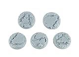 War World Gaming War Torn City Rubble Round Bases x 5 (40mm) - 28mm Heroic Scale Wargaming