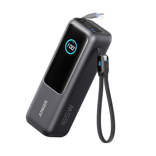 Anker Laptop Power Bank, 25,000mAh Portable Charger with Triple 100W USB-C Ports, Built-in and Retractable Cables, for iPhone 16/15 Series, MacBook, Samsung, and More (Flight-Approved)