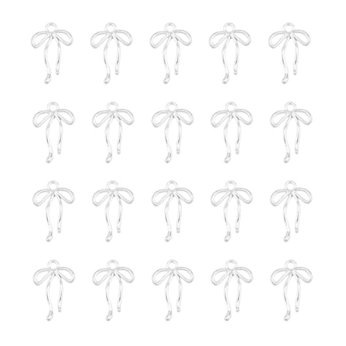 DICOSMETIC 100Pcs Alloy Bow Charms Tibetan Bowknot Charms Silver Bowtie Pendant Metal Bow Tie Charms for DIY Craft Earring Bracelet Necklace Jewelry Making, Hole: 2mm
