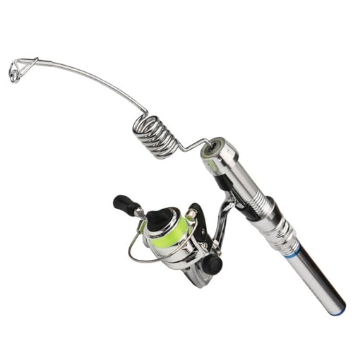 Yaoliucp Mini Fishing Rod Lightweight Portable All-Metal Elastic Mini Fishing Rod and Reel Rust-Resistant Non-Slip Pocket Fishing Rod for River Lake Ice Fishing, Mini Fishing Rod