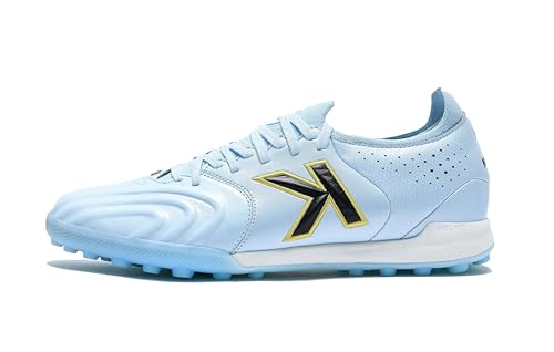 KELME Kangaroo Leather Turf Soccer Shoes - FG Pro K-Leather Soccer Cleats - Outdoor Indoor Football Boots Mens Adult Sizes (Blue, 9)