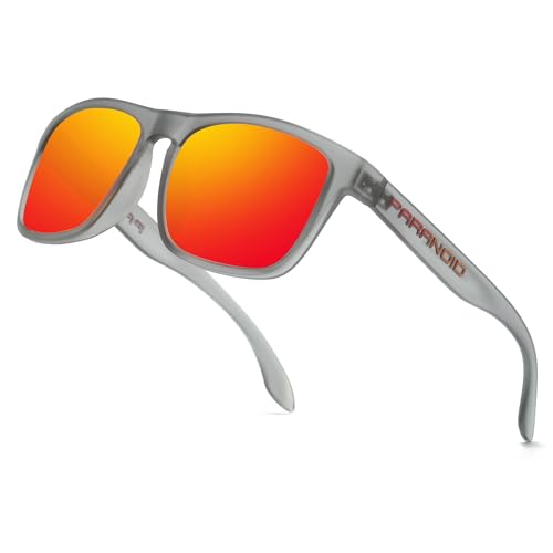 DUBERY Polarized Sunglasses for Men Women UV400 Protection Square Driving Sun Glasses Trendy Shades P8818,Gray/Red