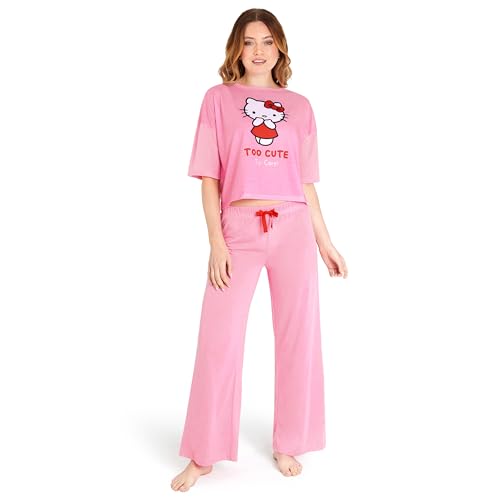 Hello Kitty Pajamas for Women & Teens PJs Set Lounge Set Comfy Kawaii Sleepwear (Pink, M)