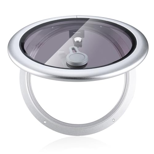 NovelBee 15" Round Marine Hatch Porthole,Aluminum Alloy Boat Porthole Window,Push Opening Portlight for Boat Yacht RV