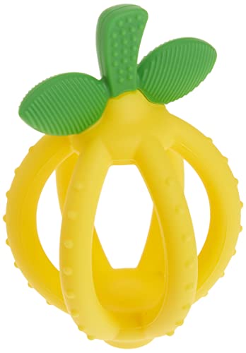 Itzy Ritzy Teething Ball & Training Toothbrush - Silicone, BPA-Free Bitzy Biter Lemon-Shaped Teething Toy Features Multiple Textures to Soothe Gums & an Easy-to-Hold Design (Lemon)