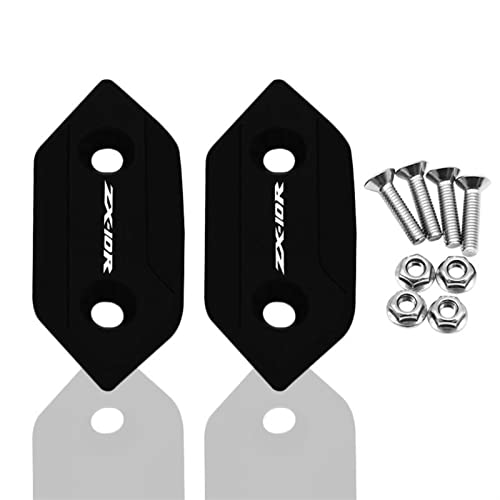 POPUCE Accessories Motorcycle for Kawasaki ZX-10R ZX10R ZX 10R 2008-2010 CNC Aluminum Windshield Driven Mirror Eliminators Cap Mirror Hole Cover (Color : Black)