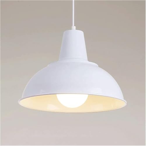 KLZUNDA Light Fixture Mid-Century Industrial Minimalist Chandelier, Black Iron Hemisphere Light Fixture, E27 Modeling Ceiling Chandelier, Bedside(White,30CM)