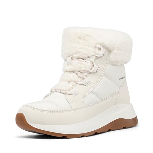 DREAM PAIRS Women's Winter Snow Boots, Faux Fur Waterproof Ankle Booties, Zaylee Ladies Comfortable Short Boots Outdoor,Size 8,Off-White,SDSB2208W