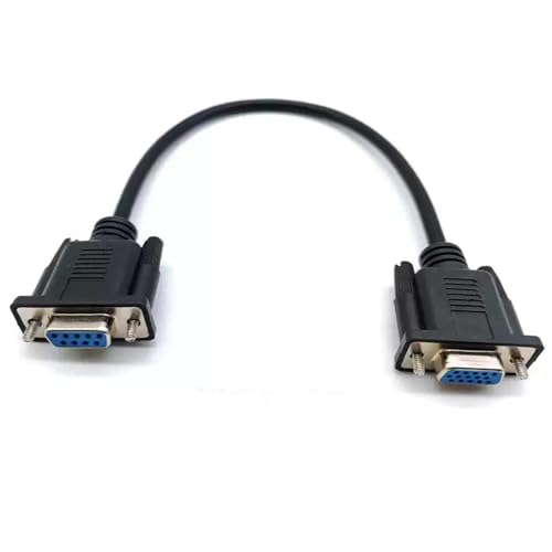 GXMRHWY DB9 Female to VGA Female 15Pin Three-Row Signal Transmission Cable, VGA to DB9 Serial RS232 Data Cable for Mutual Transmission of Signals Between 9Pin Video Devices and Computers 50CM