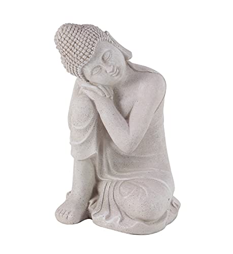 Deco 79 Magnesium Oxide Buddha Decorative Garden Sculpture Indoor Outdoor Meditating Garden Statue, Outdoor Sculpture 13" x 13" x 20", Gray