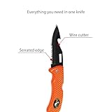 Saekodive Nami Folding Knife - Wrist Lanyard, Saltwater Resistant - Scuba Diving, Spearfishing, Fishing, Hunting, Camping Gear (Black/S.S.)