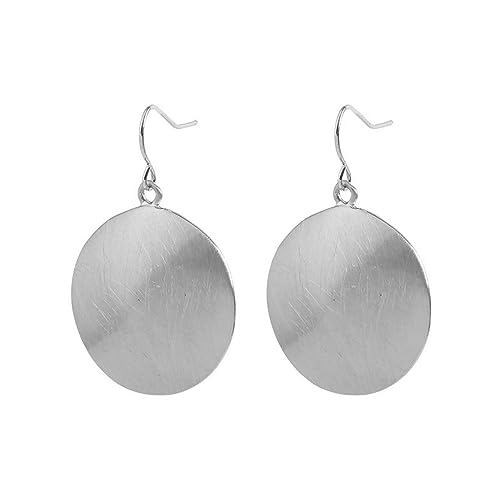 TONLUYAX Silver Disc Earrings for Women Round Dome Dangle Drop Earrings
