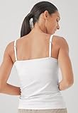 PACT Women's Organic Cotton Camisole Tank Top with Built-in Shelf Bra, White, Medium