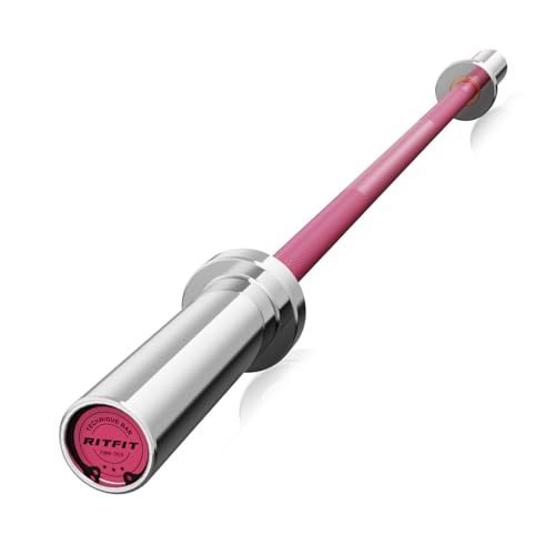RITFIT Olympic Barbell 4ft/4.8ft/6ft - 2 Inch Weight Bar for Strength Training, Weightlifting, Squat, Deadlift, Bench Press, Curl, Overhead Press - 350lbs/500lbs Capacity 4FT Pink