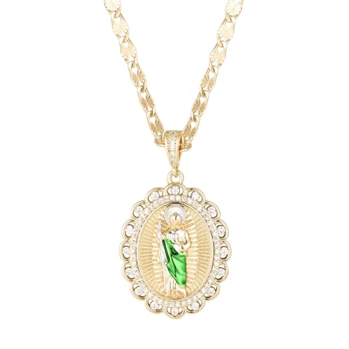 san judas tadeo diamond 14k gold plated san judas tadeo 20 inch necklace.