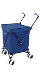 VersaCart Transit -The Original Patented Folding Shopping and Utility Cart, Water-Resistant Heavy-Duty Canvas with Cover, Double Front Swivel Wheels, Compact, Transport Up to 120 Pounds, Blue