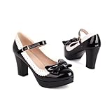 FOREADA Mary Jane Shoes for Women Bow Lolita Shoes Kawaii Platform High Heels Dress Pumps