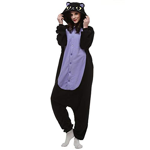 GZHOK Pajamas Black Cats Animals Costumes Unisex Adult Cosplay Sleepwears(L(5'7"-5'10"),black cat)