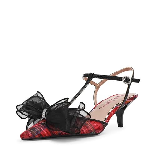 Betsey Women's Lillyan Pump, Red Plaid, 8.5