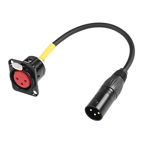 XMSJSIY D-Type XLR Female Panel Mount to XLR Male Connector Pass Through Cable,3 Pin Mic XLR Feed/Pass Thru Converter Compatible with Microphone - 30cm/11.8inch 1 Pcs