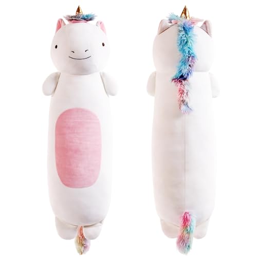 36" Long Rainbow Unicorn Plush Body Pillow, Cute Stuffed Animal, Squishy Soft Plushies Toy, Gifts for Kids Girls and Boys, Birthday