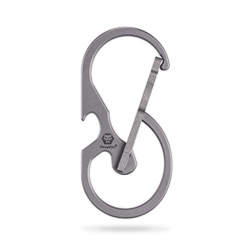 RovyVon U8 Small Keychain Carabiner, Mini Key Pocket Clip, Titanium EDC with Bottle Opener, Multi Tool, Best, Heaty Duty, Emergencies, Man, Office