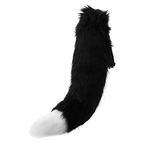 Garneck Fox Tail Prop Rabbits Decor Bunny Tails Costume Fancy Dress Props Furry Animal Tail Cosplay Animal Tail Artificial Tail Decor Fursuit Tail Cosplay Supplies Plush Black Hairy