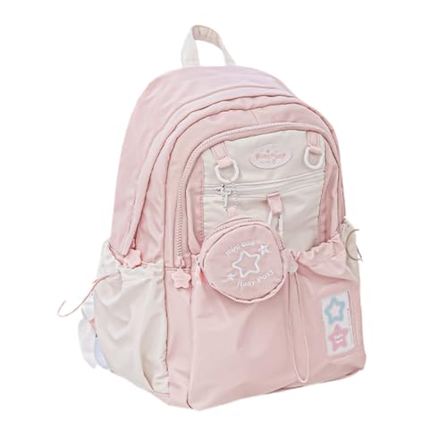 HOKMAH Cute Backpack Coquette Daypacks, Kawaii Shoulder Bag Large Daypack Trendy Cutecore Harajuku Backpack Bookbag Purse (Pink)