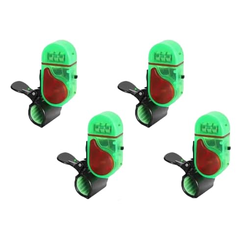 MuNanshan New 4Pcs Fishing Bite Alarm, Sensitive Electronic Fishing Alarms Indicator, Sound Bite Alert Bell with LED Lights