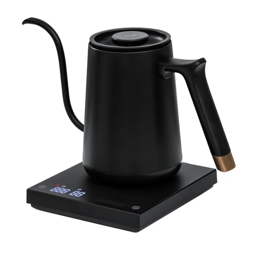 TIMEMORE Fish Smart Electric Coffee Kettle 600ML, Gooseneck Pour Over Kettle for Coffee and Tea Variable Temperature Control, Home Edition Black