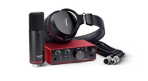 Focusrite Scarlett Solo Studio 4th Gen USB Audio Interface Bundle for the Songwriter, Guitarist or Vocalist with Condenser Microphone and Headphones for Recording, Songwriting, and Podcasting