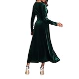 UUXQOYGR Long Sleeve Velvet Wedding Guest Dresses Formal Maxi Dress for Women Green