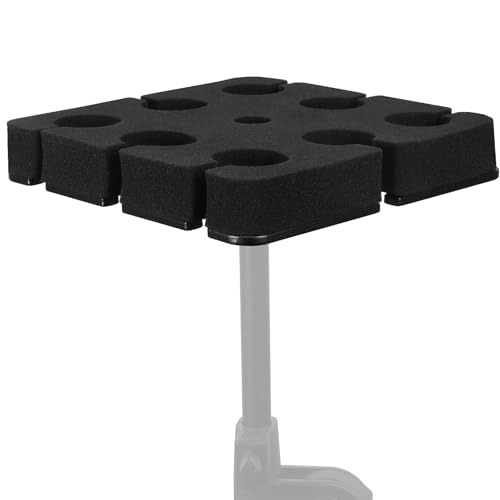 Multi Microphone Holder Holds Up to 8 Mics, with 3/8"-16 Threaded Adapter, Ideal Mics Holder for Stage Organization and Display, Aluminum, Black