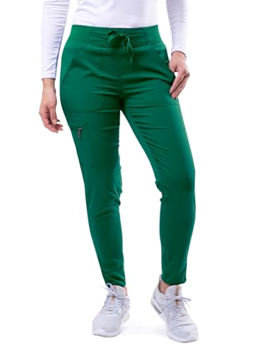 Adar Uniforms, Pro Scrubs for Women - Ultimate Yoga Jogger Scrub Pants - P7104 - Hunter Green - M