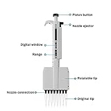 Multichannel Pipette Lab Micropipette Manual Adjustable Micropipette 8 Channels Pipette Autoclavable Pipetter (0.5-10μl)