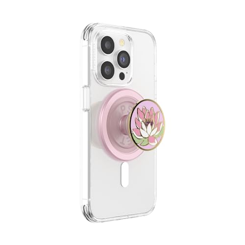 PopSockets PopGrip for MagSafe, Magnetic Phone Grip & Stand, Swappable Top, Secure Grip for iPhone MagSafe Cases, Kickstand for Hands-Free Viewing, Wireless Charging Compatible - Enamel Water Lily