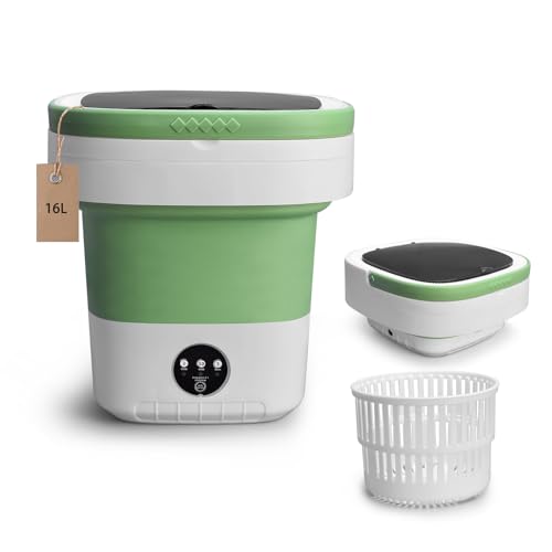 Portable Washing Machine, Mini 16L Foldable Washer and Dryer with 3 Modes Deep Cleaning, Upgraded Small Collapsible Laundry for Travel, Apartment, Home, Hotel and camping