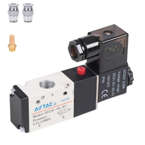 Solenoid Valve 3/2 way 1/4"PT Normally Closed Pneumatic AirTAC 3V210-08 DC24V Air Single Coil Pilot-Operated Electric 2 Position 3Way Connection Ty