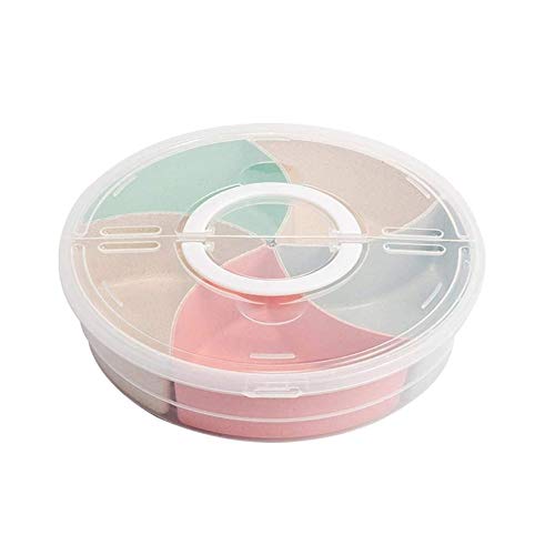 Home Multi Grid Dried Fruit Plate Creative Lazy Dessert Dish Snack Plate Tray Food Sealed Storage Box with Lid Handle