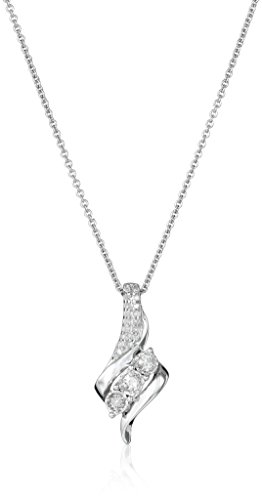 Amazon Essentials womens Sterling Silver Diamond 3 Stone Pendant Necklace (0.25 cttw), 18" (previously Amazon Collection)