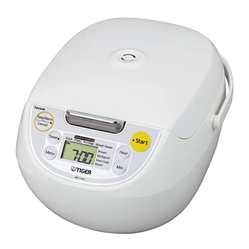 Tiger JBV-S18U 10 Cups Uncooked, Microcomputer Controlled 4 in 1 Rice Cooker, White