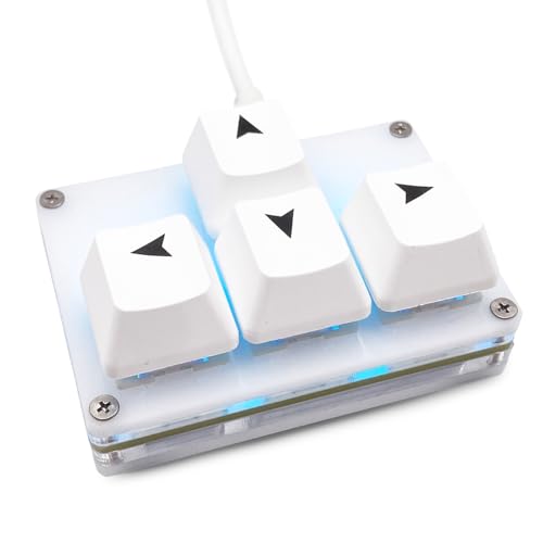 BTXETUEL Mini 4-Key Keypad WASD Arrow Key Keycaps Keyboard One-Handed Mechanical Gaming Keypad Programmable USB-C Customized Keyboard for Working or Gaming (White, Arrow Keycaps 1)