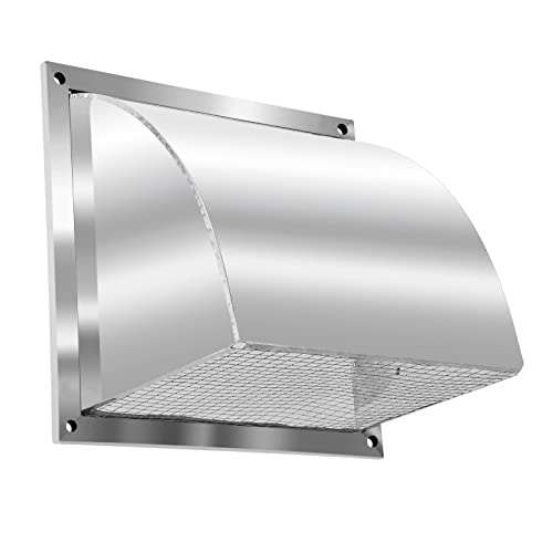 MYOYAY 8 inch 304 Stainless Steel Exhaust Hood Vent Cap Outdoor Wall Vent Cover Outlet Exhaust Vent Duct Cover with Mesh Screen