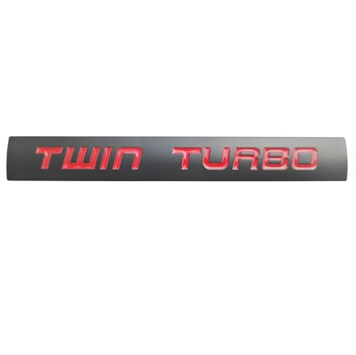 OnlyYou.X Twin Turbo Emblem Twin Turbo Badge 3D Decal Sticker Fit for Universal Cars 1 Piece Metal Red Black
