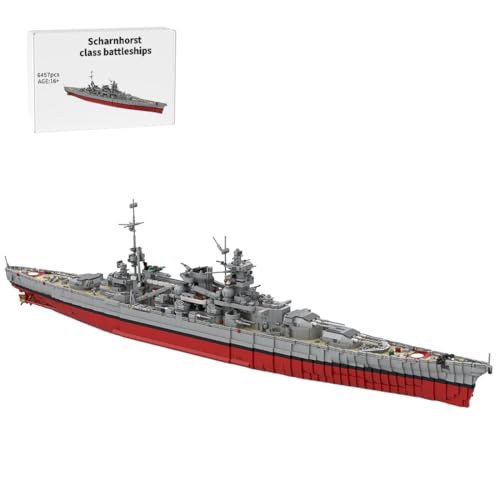 GoAssemb Scharnhorst Class Battleship Military Building Blocks Set, Collectible German Navy Battleship Model to Build and Display, Gift Ideal for Military Enthusiasts, G-60429-3 (6457PCS)