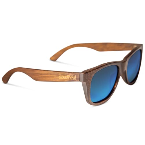 cloudfield Wood Frame Sunglasses for Men and Women with 9-Layer Polarized Lenses and Double Layer of UV Blocking Coating